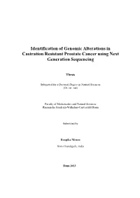 Identification of Genomic Alterations in Castration Resistant Prostate Cancer Using Next Generation Sequencing