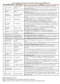 List of Candidates for Interview for the Post of Dietician Under NHM, Assam Sl