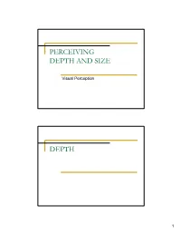 Perceiving Depth and Size Depth