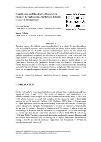 Quantitative and Qualitative Research in Business & Technology