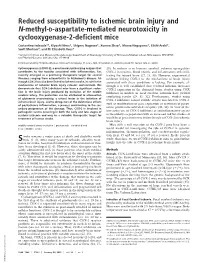 Reduced Susceptibility to Ischemic Brain Injury and N-Methyl-D-Aspartate-Mediated Neurotoxicity in Cyclooxygenase-2-Deficient Mice