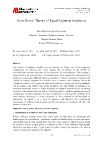 Boris Groys' Theory of Equal Rights in Aesthetics