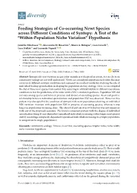 Feeding Strategies of Co-Occurring Newt Species Across Diﬀerent Conditions of Syntopy: a Test of the “Within-Population Niche Variation” Hypothesis
