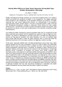 Gravity Wave Effects on Polar Vortex Geometry During Split-Type Sudden Stratospheric Warmings