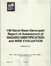 HM Naval Base Devenport Report of Assessment of HAZARD IDENTIFICATION and RISK EVALUATION