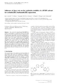 Influence of Dose Rate on the Radiolytic Stability of a BTBP Solvent For