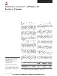International Classification of Diseases-10 Coding for Diabetes Joy Dugan and Jay Shubrook