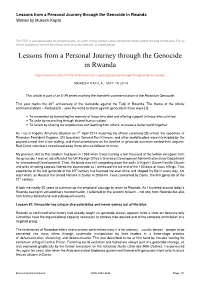 Lessons from a Personal Journey Through the Genocide in Rwanda Written by Mukesh Kapila
