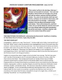 PENTECOST SUNDAY: SCRIPTURE PROCLAMATION - Acts 2:17-21