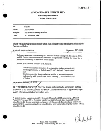 S.07-13 SIMON FRASER UNIVERSITY University Secretariat S MEMORANDUM