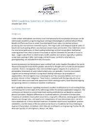 WMA Capabilities Statement on Weather Modification Adopted April 2016