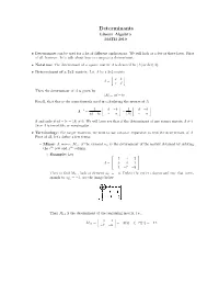 Determinants Linear Algebra MATH 2010
