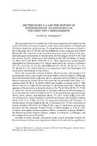 Deuteronomy 6–8 and the History of Interpretation: an Exposition on the First Two Commandments
