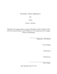 Parmenides' Theistic Metaphysics