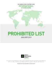2019 Prohibited List