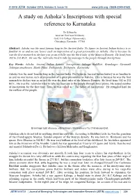 A Study on Ashoka's Inscriptions with Special Reference to Karnataka