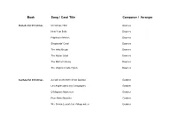 Book Song / Carol Title Composer / Arranger
