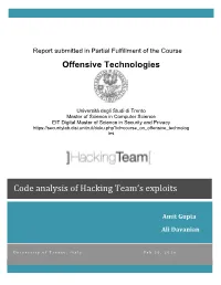 Code Analysis of Hacking Team's Exploits
