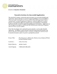 Narrative Section of a Successful Application