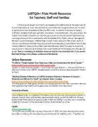 Pride Month Resource List