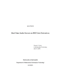 Real-Time Audio Servers on BSD Unix Derivatives