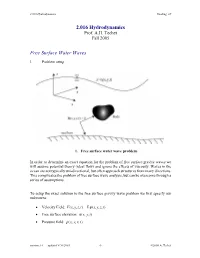 2.016 Hydrodynamics Free Surface Water Waves