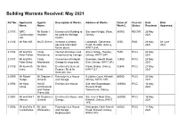 Building Warrants Received: May 2021