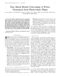 Day-Ahead Hourly Forecasting of Power Generation From