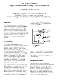 Final Written Review : Digital Emulation of the Rotary
