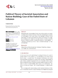 Political Theory of Societal Association and Nation-Building: Case of the Failed State of Lebanon