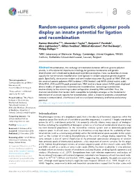 Random-Sequence Genetic Oligomer Pools Display an Innate Potential For