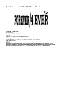 Trade Marks Journal No: 1767 , 17/10/2016 Class 6