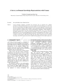 A Survey on Domain Knowledge Representation with Frames