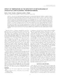Effect of Temperature on the Infectivity of Metacercariae of Zygocotyle Lunata (Digenea: Paramphistomidae)