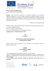 Law on the Status of Judges and Prosecutor in the Republic of Albania Including Initial Law No