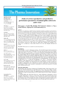 Study of Certain Reproductive and Productive Performance Parameters