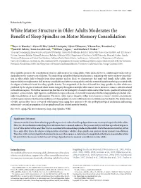 White Matter Structure in Older Adults Moderates the Benefit of Sleep Spindles on Motor Memory Consolidation