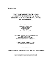 Information Integration for Concurrent Engineering (Iice) Idef3 Process Description Capture Method Report