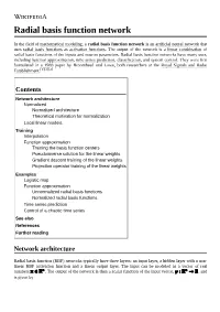 Radial Basis Function Network