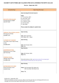 Sixth Form Open Day Dates