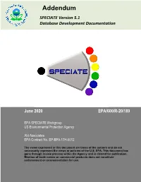 SPECIATE Version 5.1 Database Development Documentation