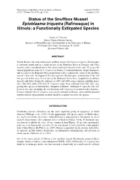 Status of the Snuffbox Mussel Epioblasma Triquetra (Rafinesque) in Illinois: a Functionally Extirpated Species