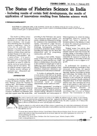 The Status of Fisheries Science in India