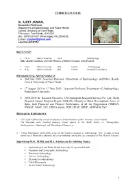 1 • 2Nd June 2020: Associate Professor, Department of Epidemiology and Public Health, Central University of Tamil Nadu. • 17