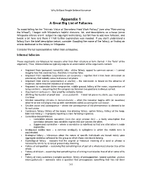 Appendix 1 a Great Big List of Fallacies