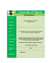 I Linguistics, Igbo and Other Nigerian Languages Webmaster 2009