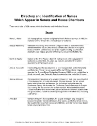 Inscribed Names in the Senate and House Chambers
