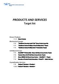 PRODUCTS and SERVICES Target List