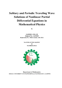 Solitary and Periodic Traveling Wave Solutions of Nonlinear Partial Differential Equations in Mathematical Physics