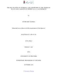 The South African Criminal Law's Response to The